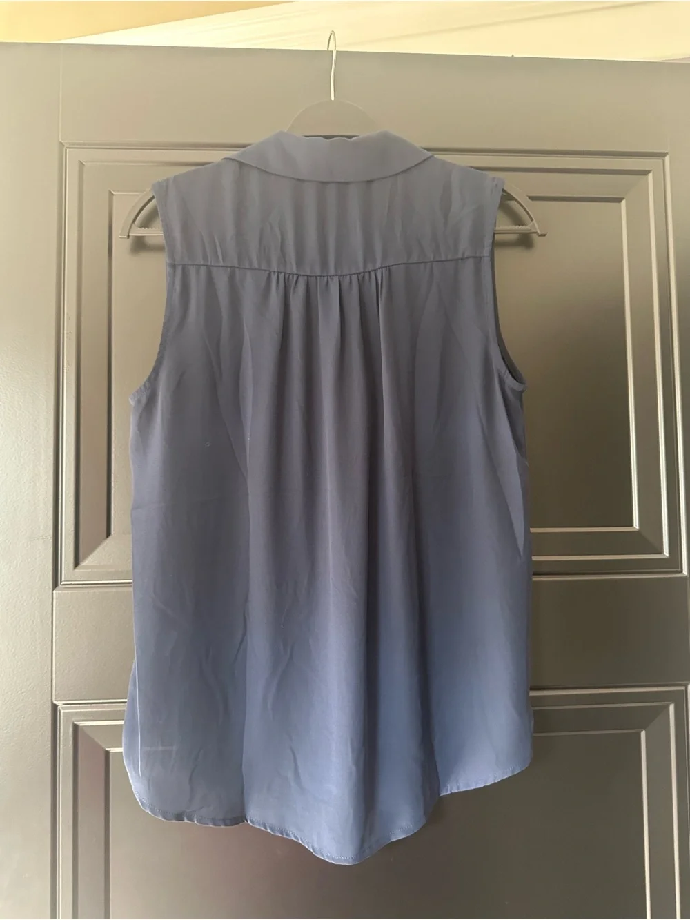 41 Hawthorn Sleeveless Collared V-Neck Camisole in Navy Blue - Picture 5 of 5